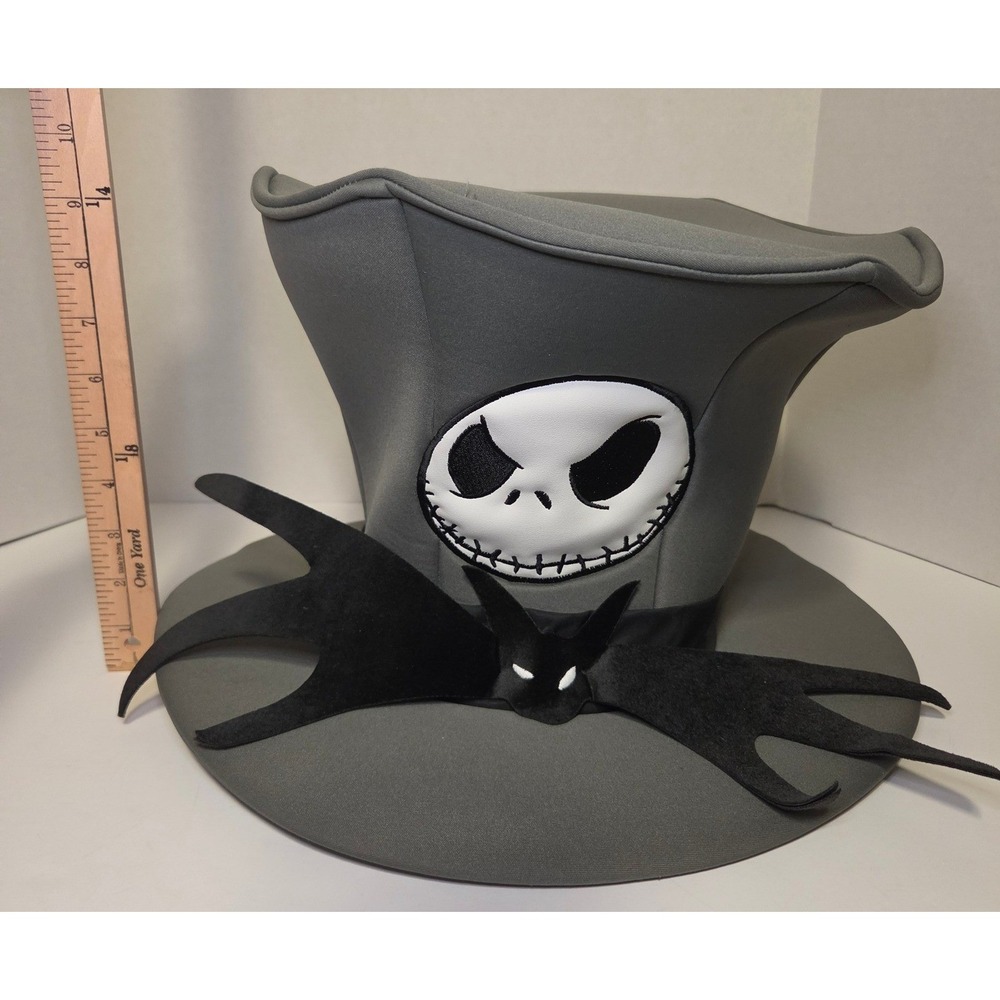 Disney Parks Nightmare Before Christmas Jack Skellington Foam Top Hat Grey Adult - Picture 14 of 14